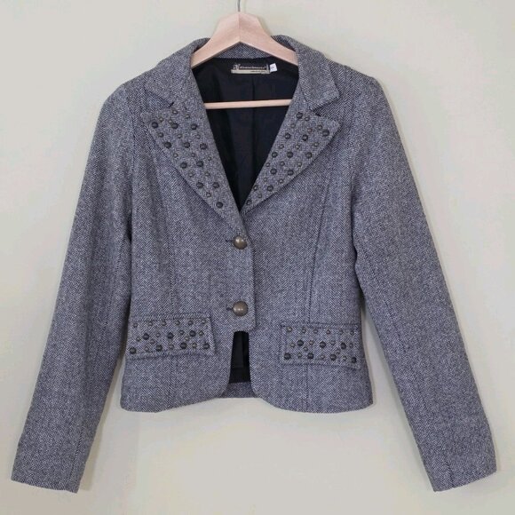 Rinascimento Gray Blazer with Studded Details - Picture 1 of 16